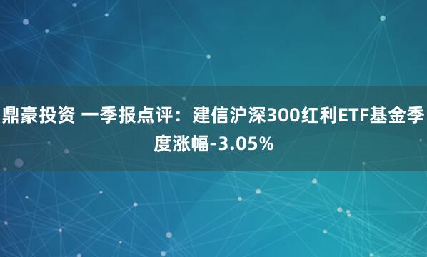 鼎豪投资 一季报点评：建信沪深300红利ETF基金季度涨幅-3.05%