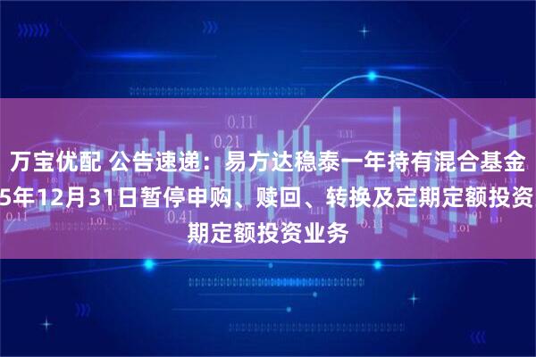 万宝优配 公告速递:易方达稳泰一年持有混合基金2025年12月31日暂停申购、赎回、转换及定期定额投资业务
