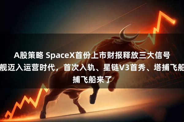 A股策略 SpaceX首份上市财报释放三大信号：星舰迈入运营时代，首次入轨、星链V3首秀、塔捕飞船来了